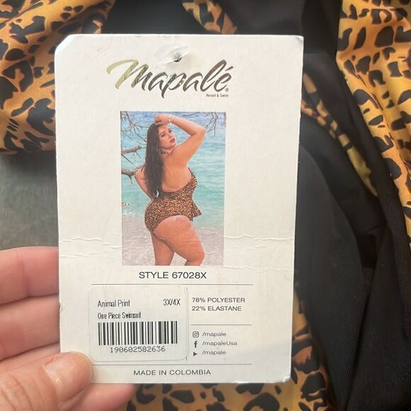 NWT Mapale Curvy Size One Piece Swimsuit Color Animal Print 3x-4X - Picture 8 of 13